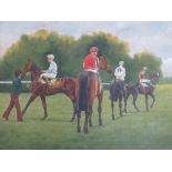 FAIRHURST (XX). British school, a number of racehorses with jockeys up waiting for the start, signed