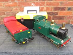 A SCRATCH BUILT 3 ½ " GAUGE 040 JULIET LOCOMOTIVE, complete with driving seat, all in green livery