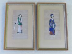 A PAIR OF 19TH CENTURY ORIENTAL FIGURE STUDIES, unsigned, watercolour and gouache on rice paper,