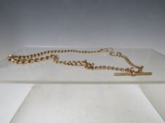 A 9CT GOLD AND YELLOW METAL ALBERT POCKET WATCH CHAIN, each link marked, approx W 37.6 g