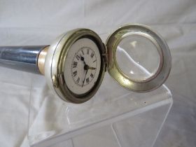 A 19TH CENTURY NOVELTY WALKING STICK, the knop set with a timepiece, L 90 cm