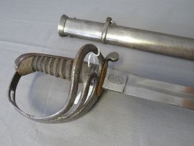 A 19TH CENTURY CAVALRY SABRE, makers mark Ballesteros, Armas Toledo, the style based on a British