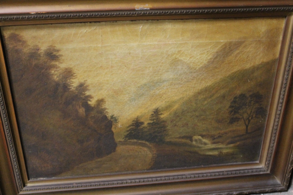 A GILT FRAMED OIL ON CANVAS TOGETHER WITH TWO WATERCOLOURS ETC (4) - Image 3 of 3