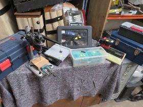 A SELECTION OF HOBBYIST POWER TOOLS, TOOLBOXES AND CONTENTS INCLUDED