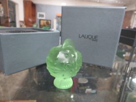 A BOXED LALIQUE GLASS PUFFERFISH PAPERWEIGHT