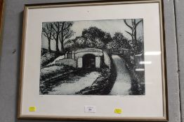 C. MARIANNE UNWIN - 1978, A LITHOGRAPH ENTITLED 'CANAL BRIDGE' SIGNED IN PENCIL, No. 1/35