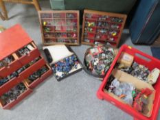A COLLECTION OF VARIOUS WARHAMMER STYLE GAMING FIGURES, TOGETHER WITH A SUITCASE CONTAINING RECORD