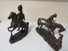 TWO BRONZE EFFECT HORSE FIGURES A/F
