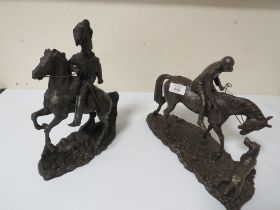 TWO BRONZE EFFECT HORSE FIGURES A/F