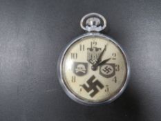 A GERMAN POCKET WATCH WITH ROTATING SWASTIKA SECOND HAND
