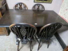 AN OAK REFECTORY TABLE AND FOUR CHAIRS