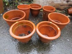 A SELECTION OF SEVEN LARGE TERRACOTTA PLANTERS