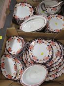 TWO TRAYS OF ANTIQUE ALBANY DINNER WARE TO INCLUDE GRADUATED SERVING PLATTERS
