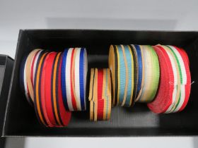 THREE BOXES OF MILITARY MEDAL RIBBONS