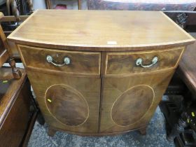 A MAHOGANY INLAID BOW-FRONTED CONVERTED CABINET