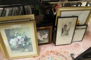 A QUANTITY OF ASSORTED PICTURES, PRINTS AND ENGRAVINGS TO INCLUDE F ROBSON