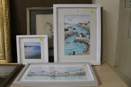 THREE CORNISH STYLE PRINTS TOGETHER WITH ANOTHER PRINT (4) (LOCATED IN FOYER)