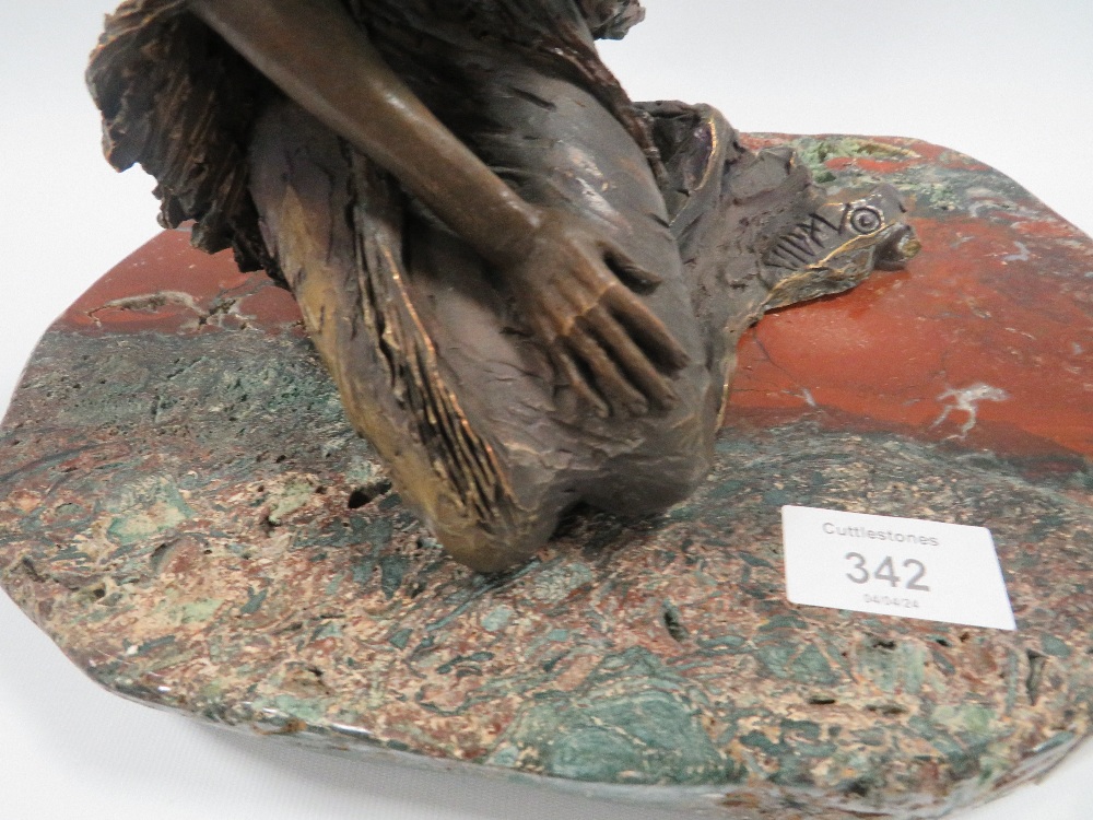 AN EBANO BRONZED SCULPTURE FROM THE VIDAL COLLECTION DEPICTING A KNEELING SEMI NUDE GIRL, raised - Image 3 of 3
