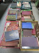 SIX TRAYS OF ANTIQUE AND OTHER BOOKS TO INCLUDE WHEATLEY AND CUNNINGHAM LONDON PAST AND PRESENT JOHN