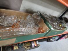 THREE TRAYS OF CLEAR PRESSED GLASS