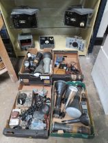 A LARGE ASSORTMENT OF OLD RADIO PARTS AND TESTING EQUIPMENT