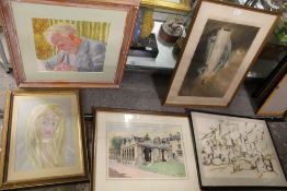A COLLECTION OF ASSORTED PRINTS, OILS AND WATERCOLOURS BY VARIOUS ARTISTS (10)