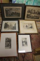 A COLLECTION OF ASSORTED ETCHINGS, AQUATINTS, PRINTS ETC (APPROX 15)