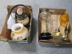 TWO TRAYS OF OIL LAMP PARTS AND ACCESSORIES