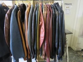 A GOOD SELECTION OF VINTAGE LEATHER JACKETS, VARIOUS STYLES AND PERIODS TO INCLUDE RETRO EXAMPLES (