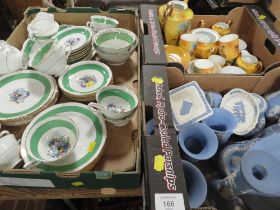 THREE TRAYS OF ASSORTED CERAMICS TO INCLUDE A SMALL TRAY OF WEDGWOOD JASPER WARE