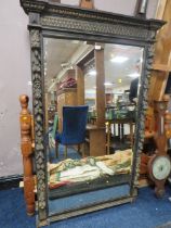 A LARGE VICTORIAN CARVED OAK MIRROR 168 X 108 CM