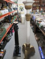 A VINTAGE PAINTED TORCHERE AND ANOTHER TORCHERE A/F (2)