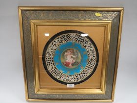 A CASED MINTON CABINET RETICULATED PLATE SIGNED A. BOULLEMIER