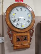 AN ANTIQUE AMERICAN INLAID WALLCLOCK