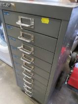 A BISLEY TEN DRAWER VINTAGE GREY FILING CABINET