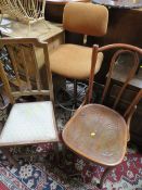 A RETRO TALL SWIVEL STOOL & TWO CHAIRS