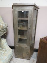 A VINTAGE METAL INDUSTRIAL STYLE GLAZED CABINET H-183 W-98 CM