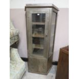 A VINTAGE METAL INDUSTRIAL STYLE GLAZED CABINET H-183 W-98 CM