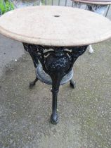 A VINTAGE CAST IRON BRITANNIA STYLE PUB TABLE