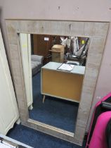 A LARGE MODERN RECTANGULAR FRAMED MIRROR 140 X 90 CM