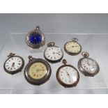 SEVEN VARIOUS FOB WATCHES TO INCLUDE HALLMARKED SILVER EXAMPLES