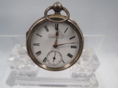 A COLLINGWOOD & SON 'CLEVELAND' HALLMARKED SILVER POCKET WATCH - NO GLASS