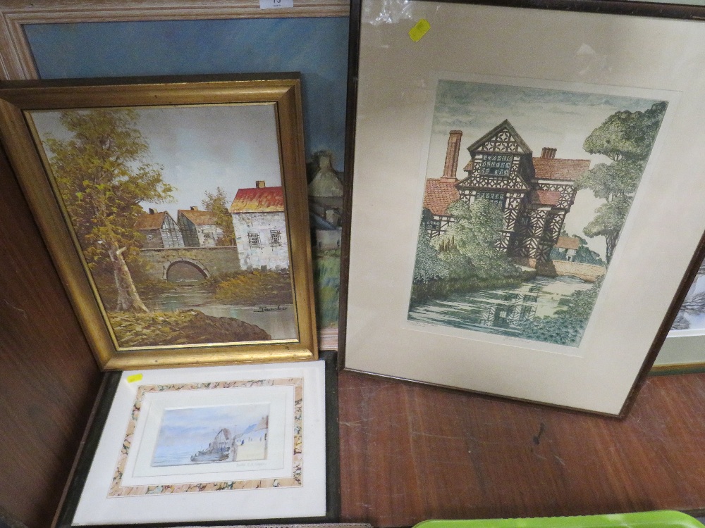 A COLLECTION OF PICTURES TO INCLUDE AN IRISH NAIVE OIL ON BOARD, MARITIME WATERCOLOUR ETC (6) - Image 2 of 2