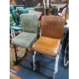 TWO MODERN LEATHER BAR/KITCHEN STOOLS