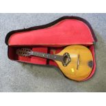A CASED 8 STRING MANDOLIN STYLE INSTRUMENT