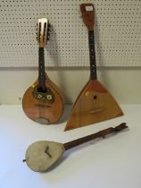 THREE VINTAGE FOLK TYPE MUSICAL INSTRUMENTS