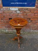 A VICTORIAN INLAID TRUMPET WORK TABLE