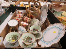 A BOX OF POTTERY TO INCLUDE COALPORT ETC