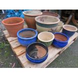 TEN ASSORTED CERAMIC GARDEN PLANTERS