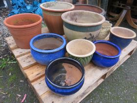 TEN ASSORTED CERAMIC GARDEN PLANTERS